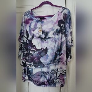 Alfani Women's Floral Blouse in Purple and Black